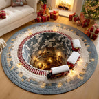 Winter Express Round Mat Rug - washable non-slip printed rug