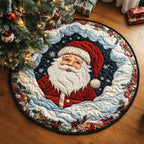 Winter Festivity Santa Christmas Round Mat Rug - washable non-slip printed rug