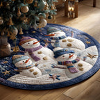 Winter Gathering Round Mat Rug - washable non-slip printed rug