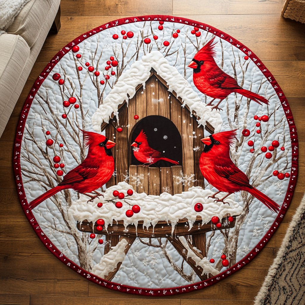 Winter Gathering Round Mat Rug - Nature Design | Serene Home Decor