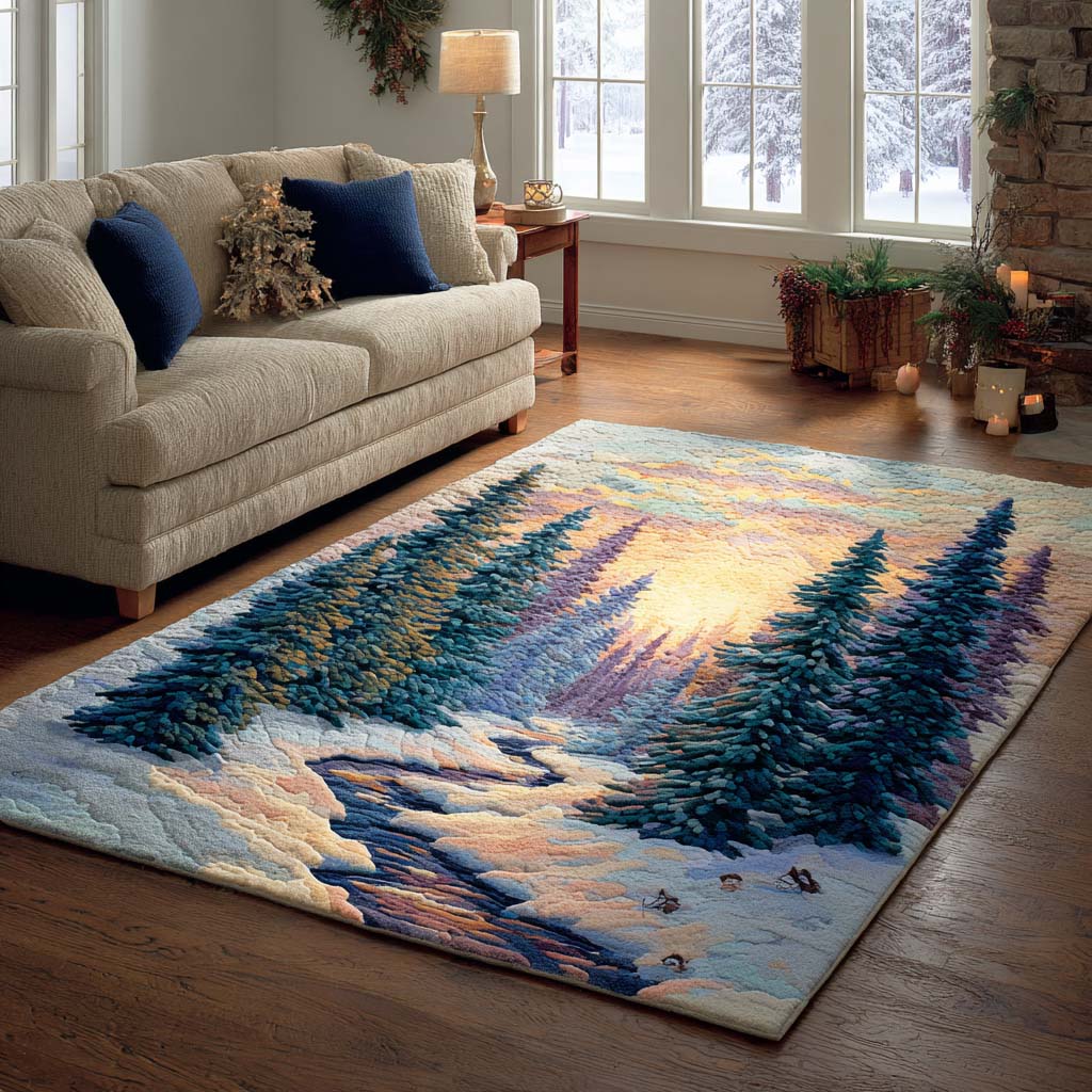 Winter Glow area rug in a living room