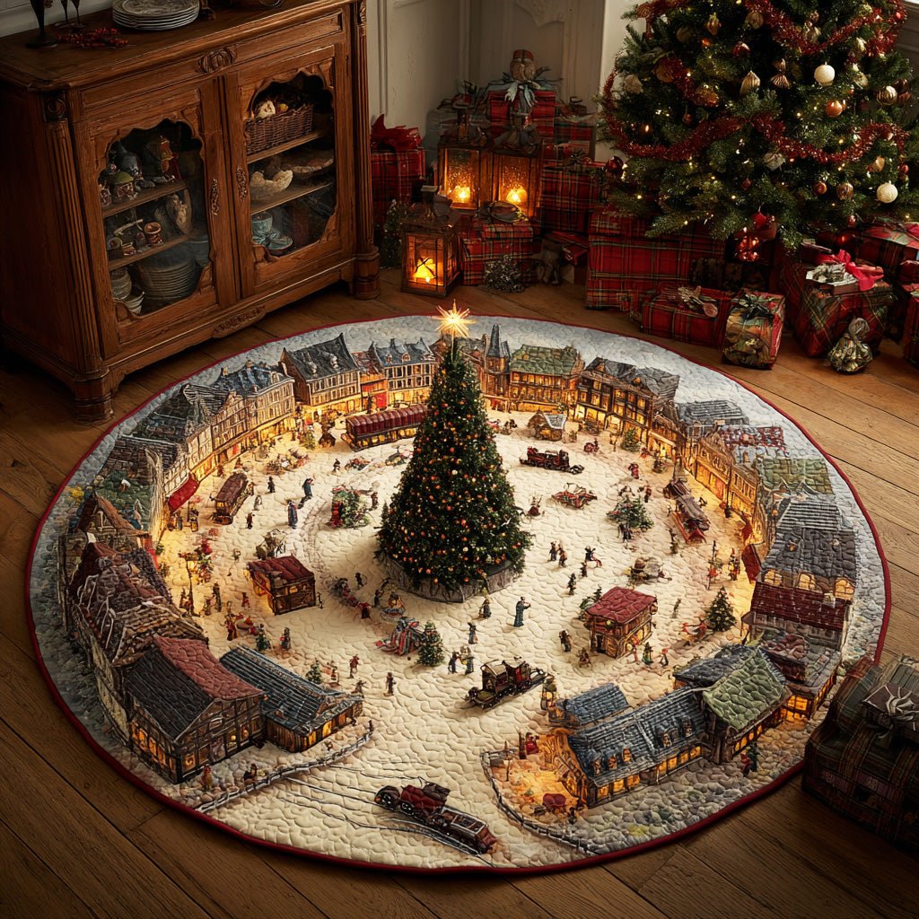 Winter Glow Night Round Mat Rug - washable non-slip printed rug