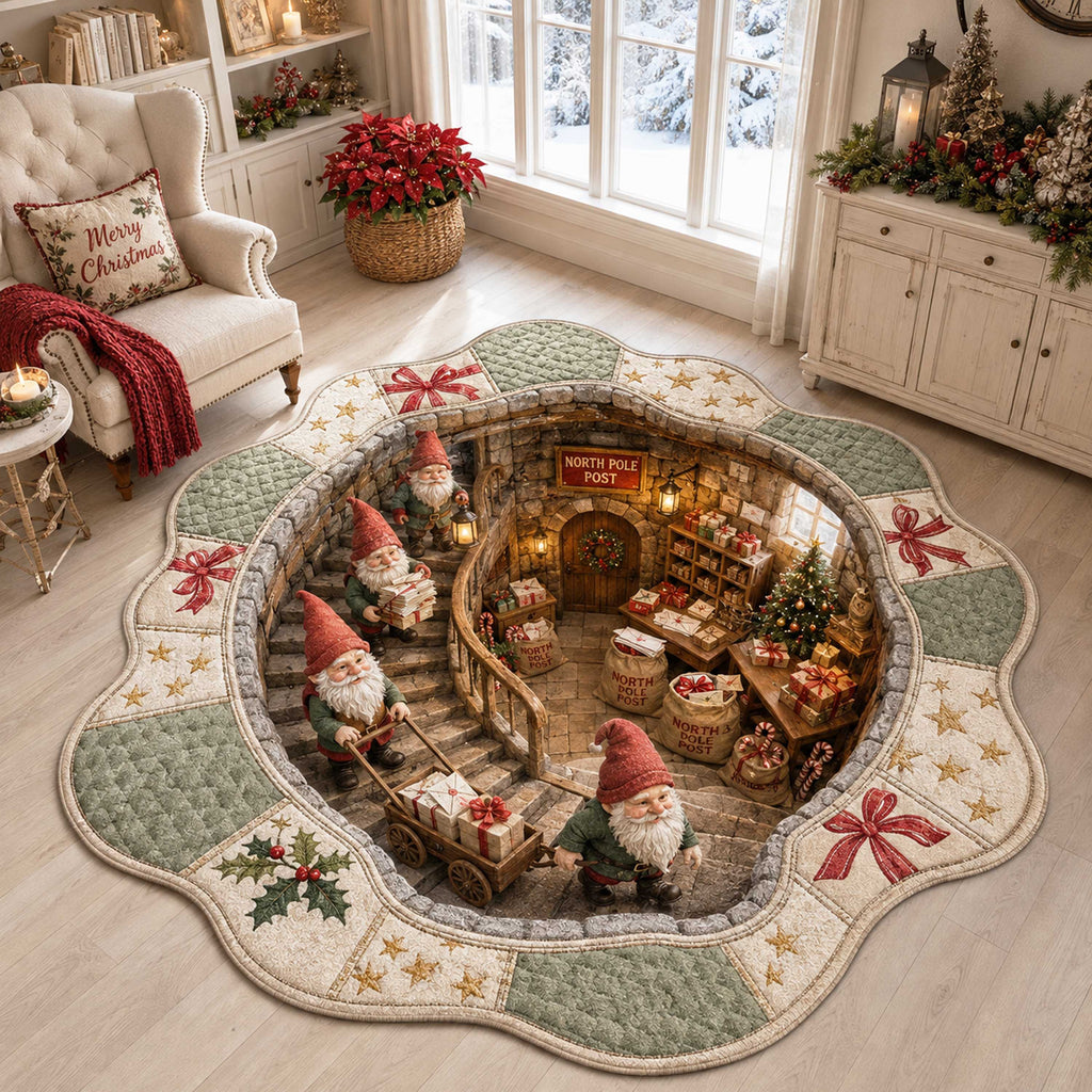 Winter Gnome Custom Shape Area Rug - Nature Design | Die-Cut Non-Slip Rug - washable non-slip printed rug