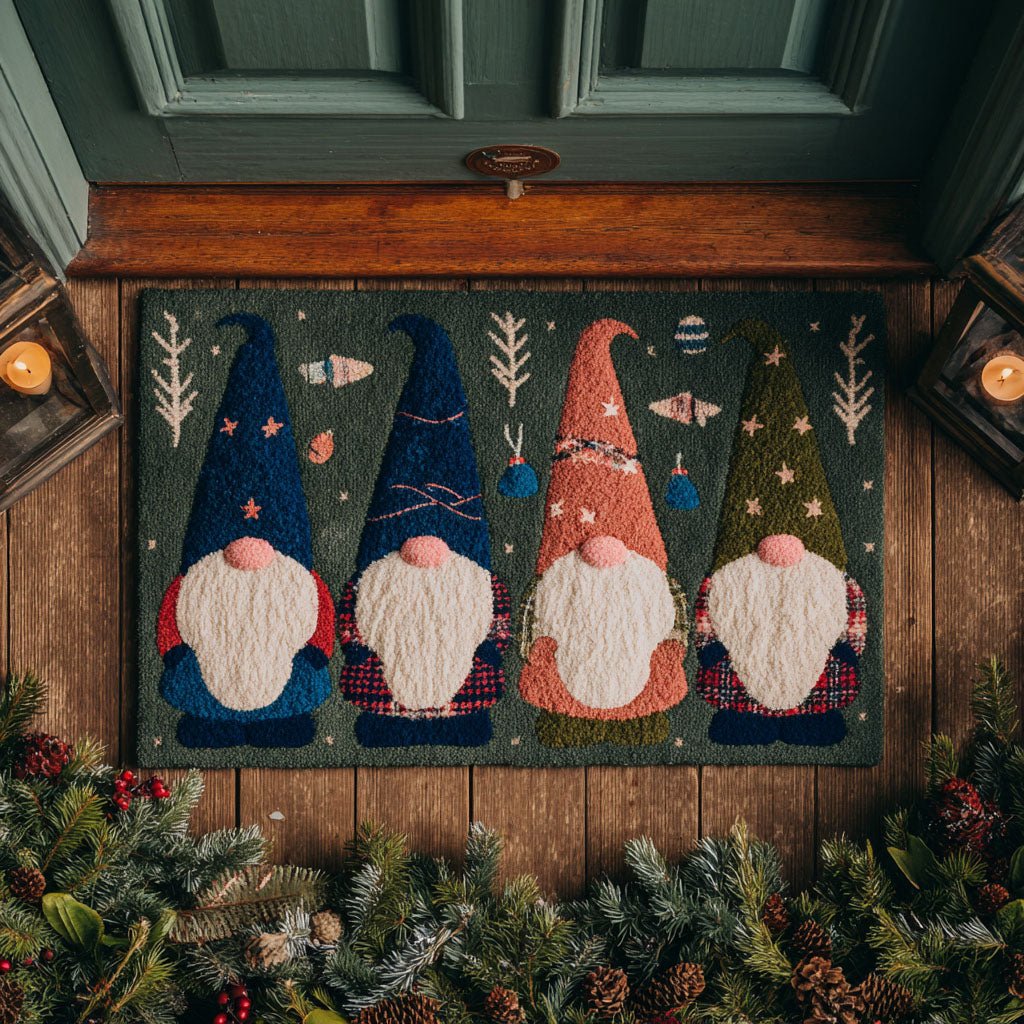 Winter Gnome Trio Doormat - Seasonal Holiday Design | Printed Welcome Doormat