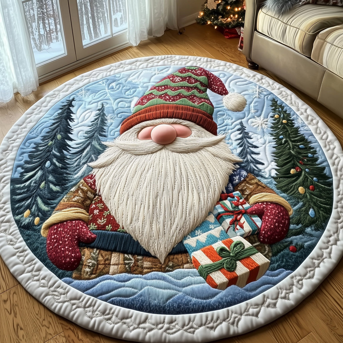 Winter Gnomes Round Mat Rug