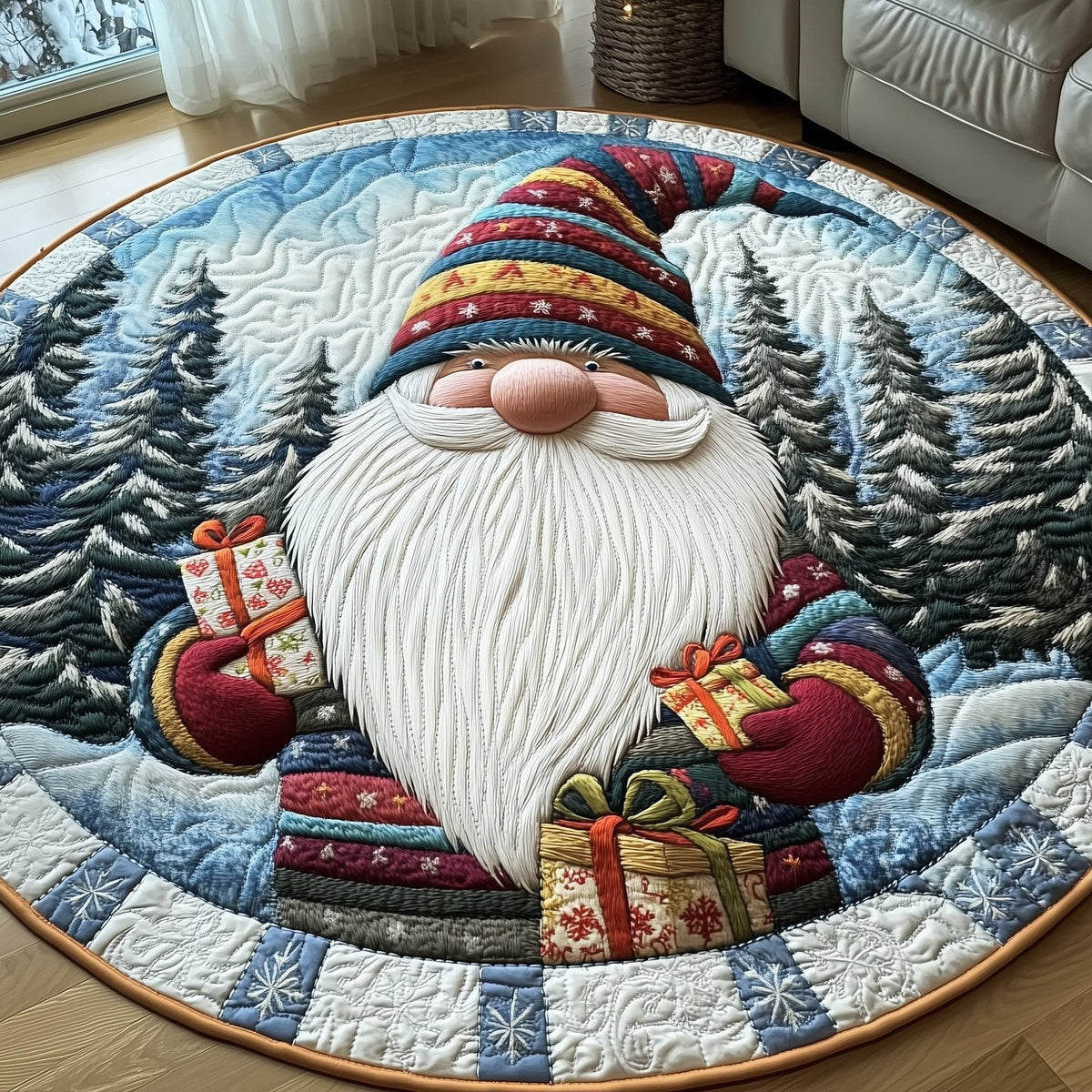 Winter Gnomes Round Mat Rug - Nature Design | Serene Home Decor