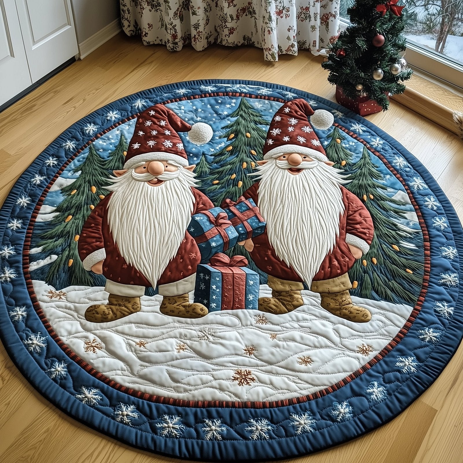 Winter Gnomes Round Mat Rug - Nature Design | Serene Home Decor