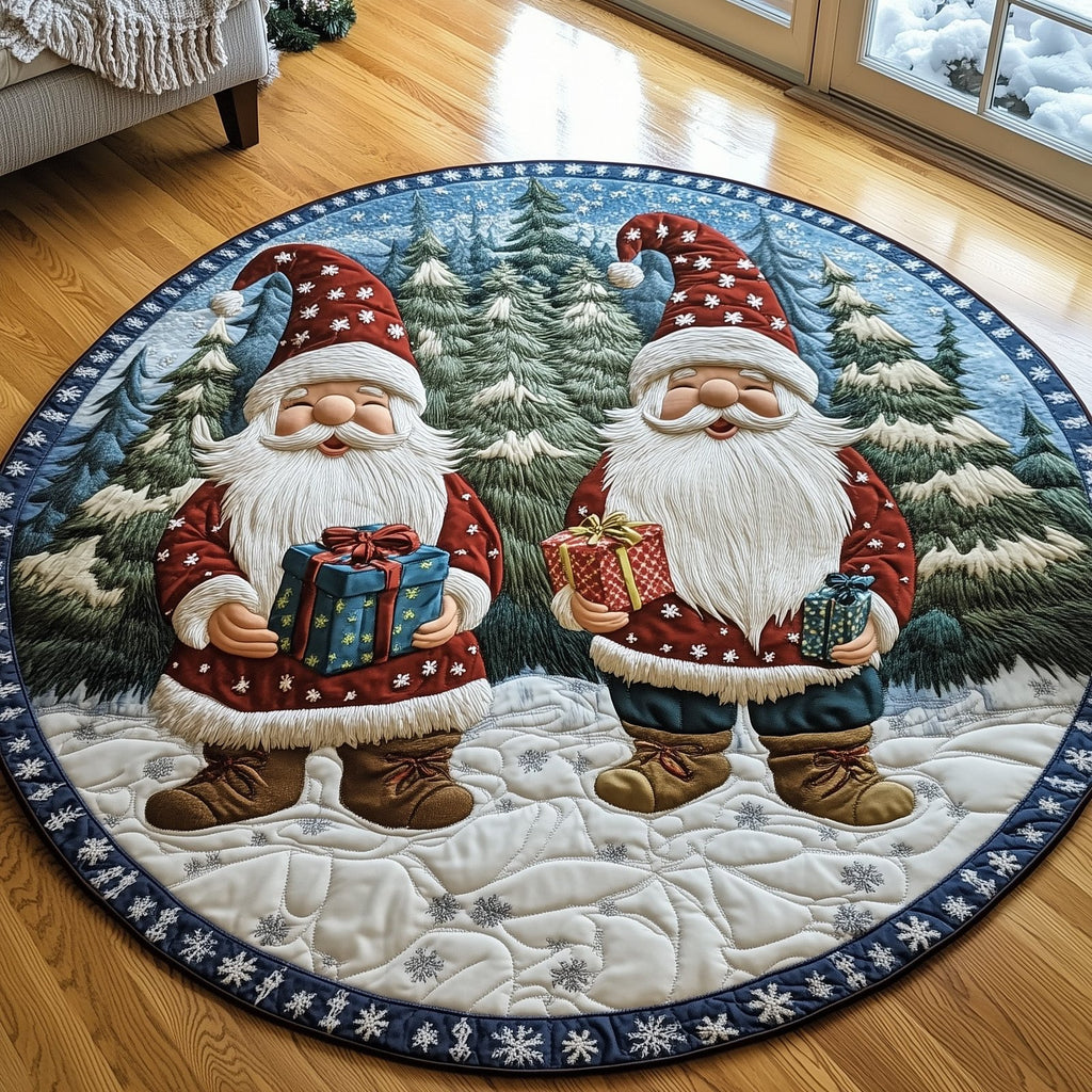Winter Gnomes Round Mat Rug - Nature Design | Serene Home Decor
