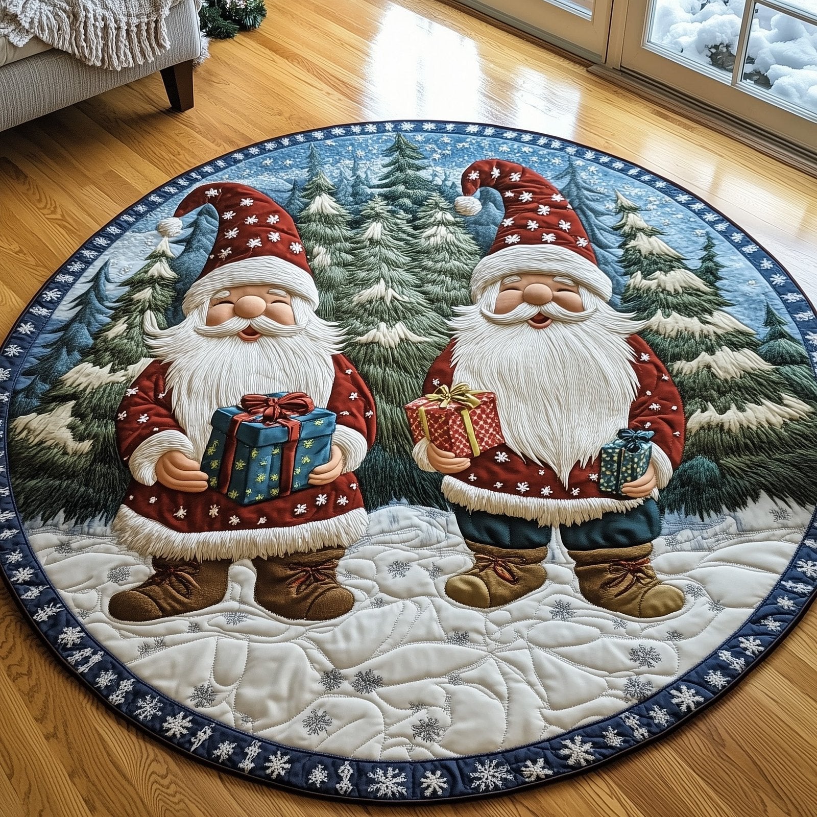 Winter Gnomes Round Mat Rug - Nature Design | Serene Home Decor