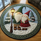 Winter Gnomes Round Mat Rug - washable non-slip printed rug