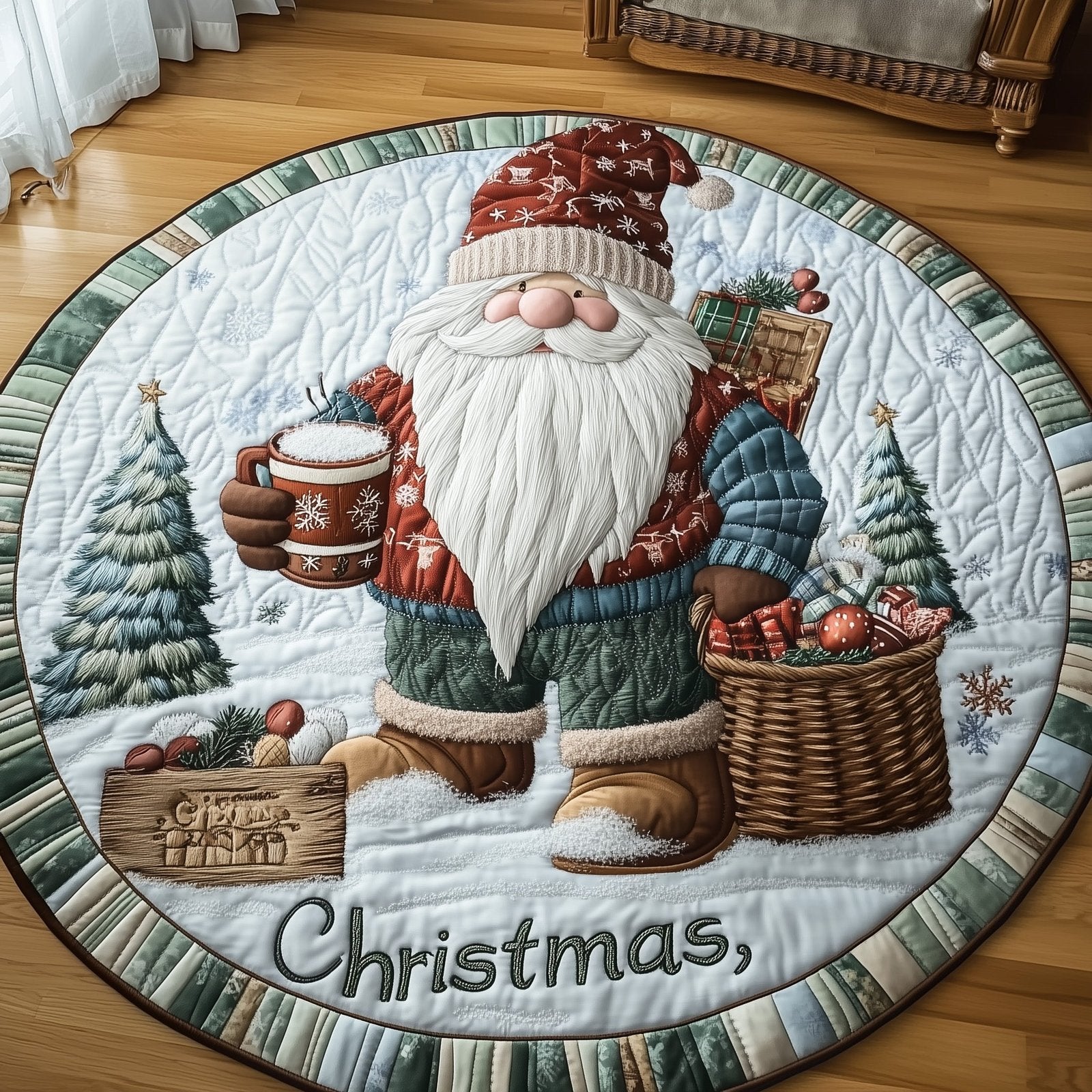 Winter Gnomes Round Mat Rug - Nature Design | Serene Home Decor