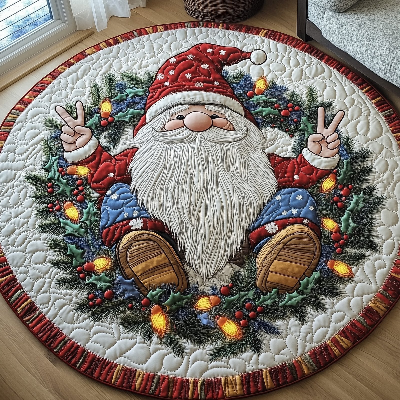 Winter Gnomes Round Mat Rug - Nature Design | Serene Home Decor