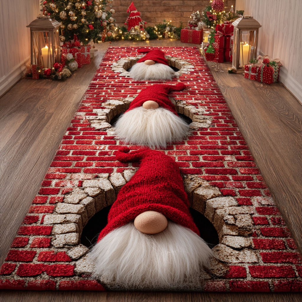 Winter Gnomes Runner Carpet Runner Rug - Cute Pet Design | Animal Printed Runner Rug