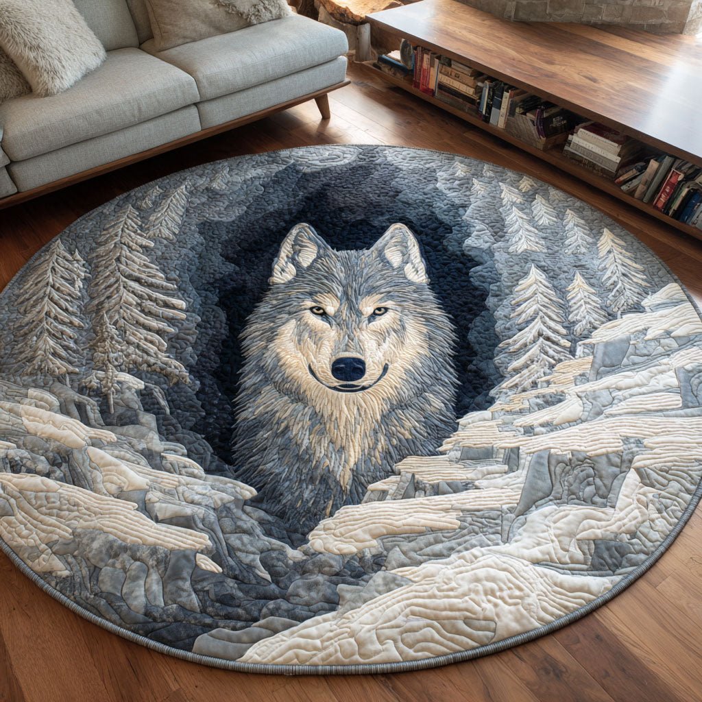 Winter Guardian Round Mat Rug - washable non-slip printed rug