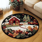 Winter Harvest Road Round Mat Rug - Nature Design | Serene Home Decor