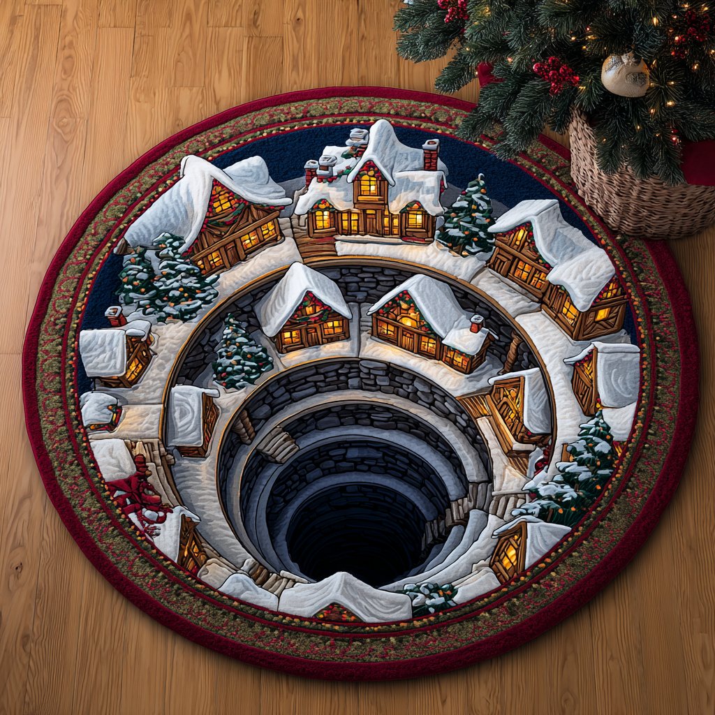 Winter Haven Round Mat Rug - washable non-slip printed rug
