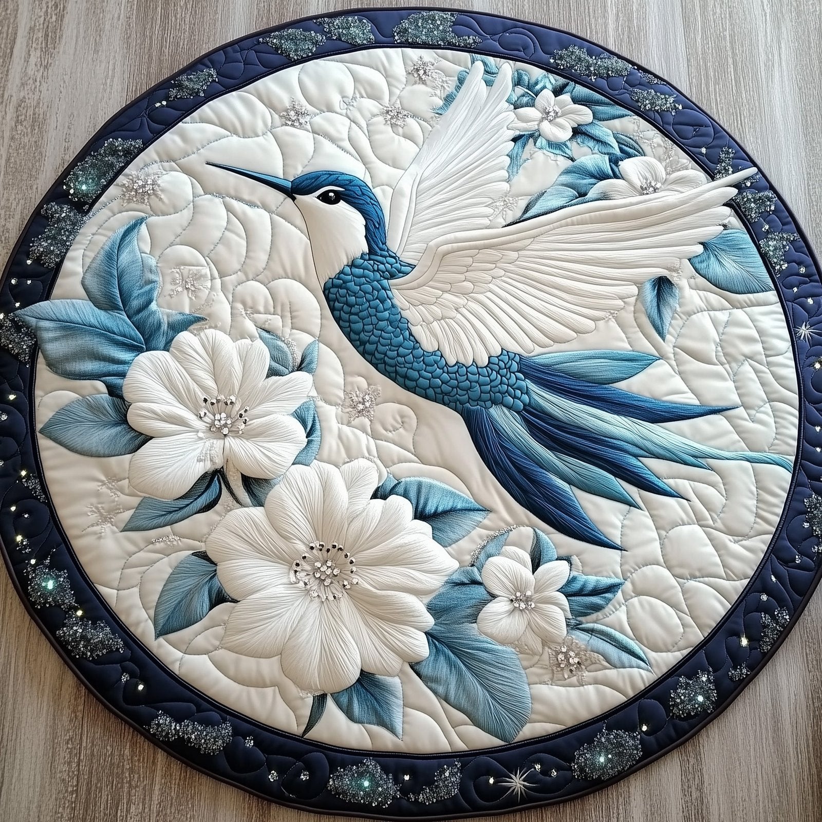 Winter Hummingbird Round Mat Rug - Nature Design | Serene Home Decor