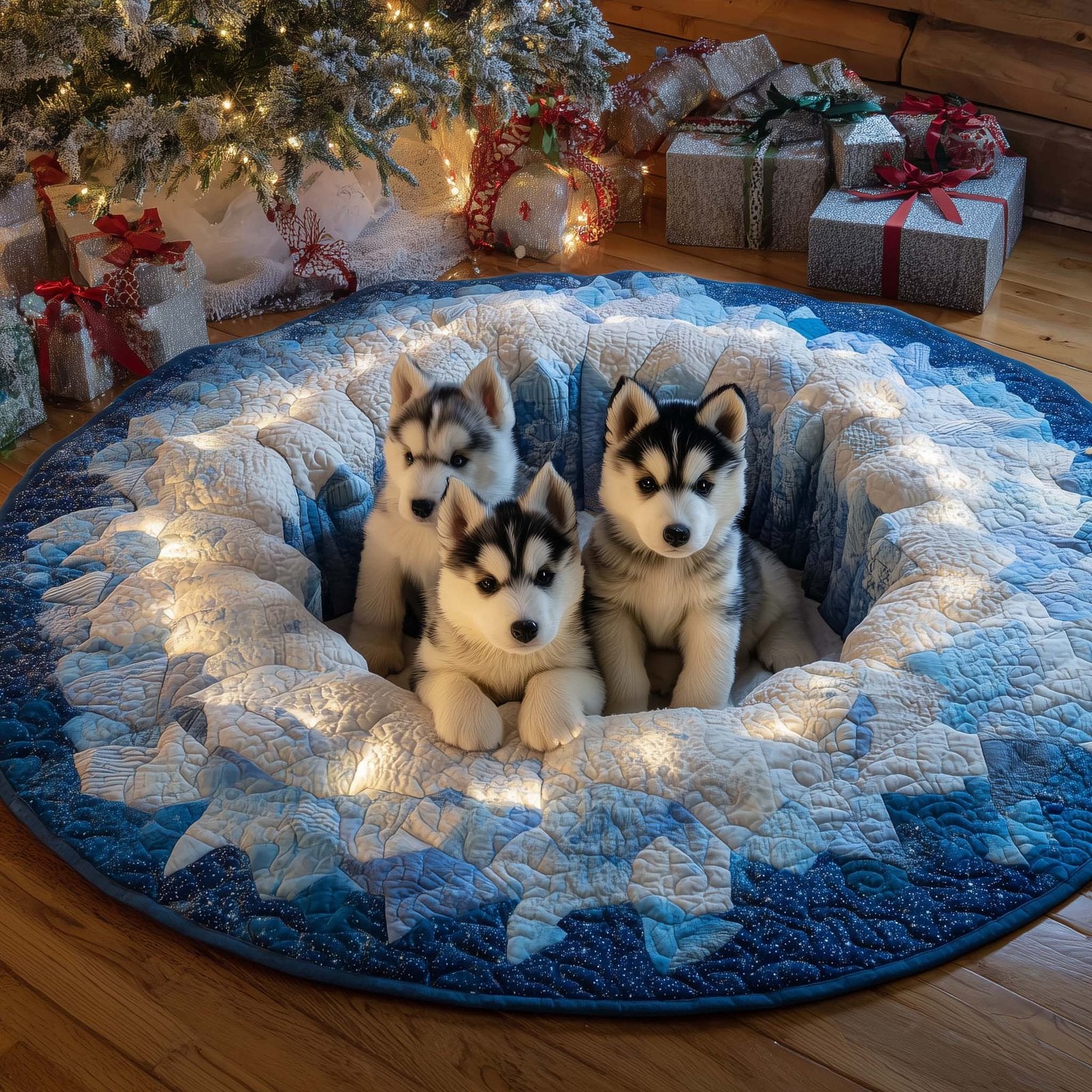 Winter Husky Round Mat Rug - Nature Design | Serene Home Decor