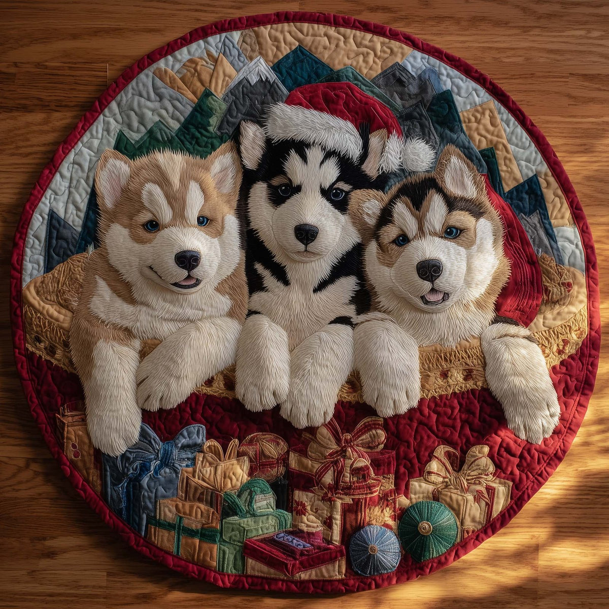 Winter Husky Round Mat Rug - Nature Design | Serene Home Decor