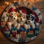 Winter Husky Round Mat Rug - Nature Design | Serene Home Decor
