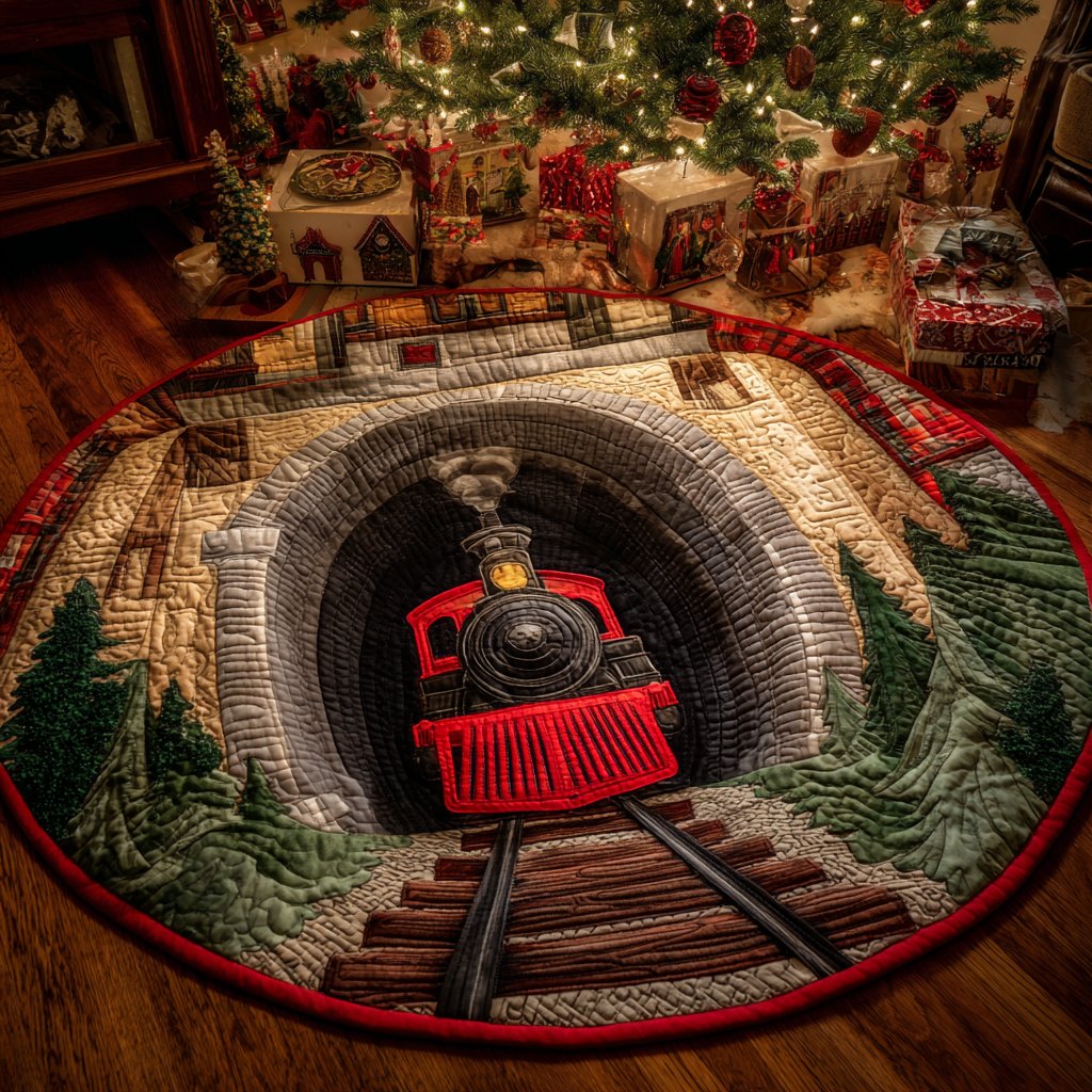 Winter Journey Round Mat Rug - washable non-slip printed rug