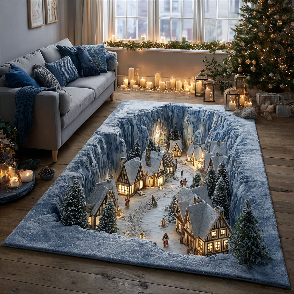 Winter Lights area rug in a living room