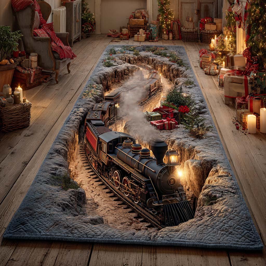 Winter Locomotive Runner Carpet Runner Rug - Cute Pet Design | Animal Printed Runner Rug