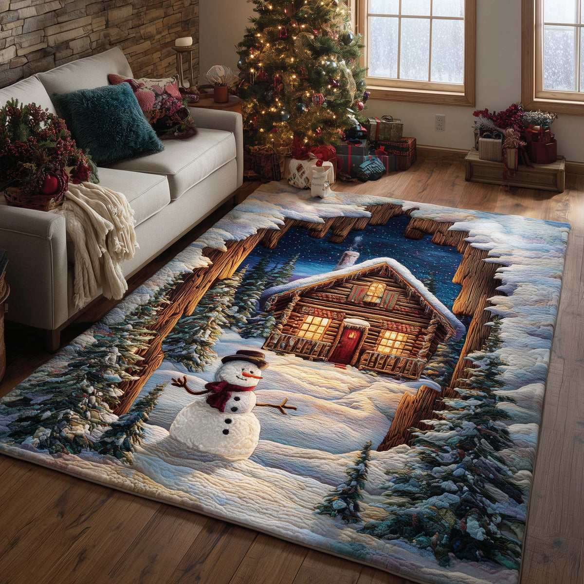 Winter Lodge area rug in a living room
