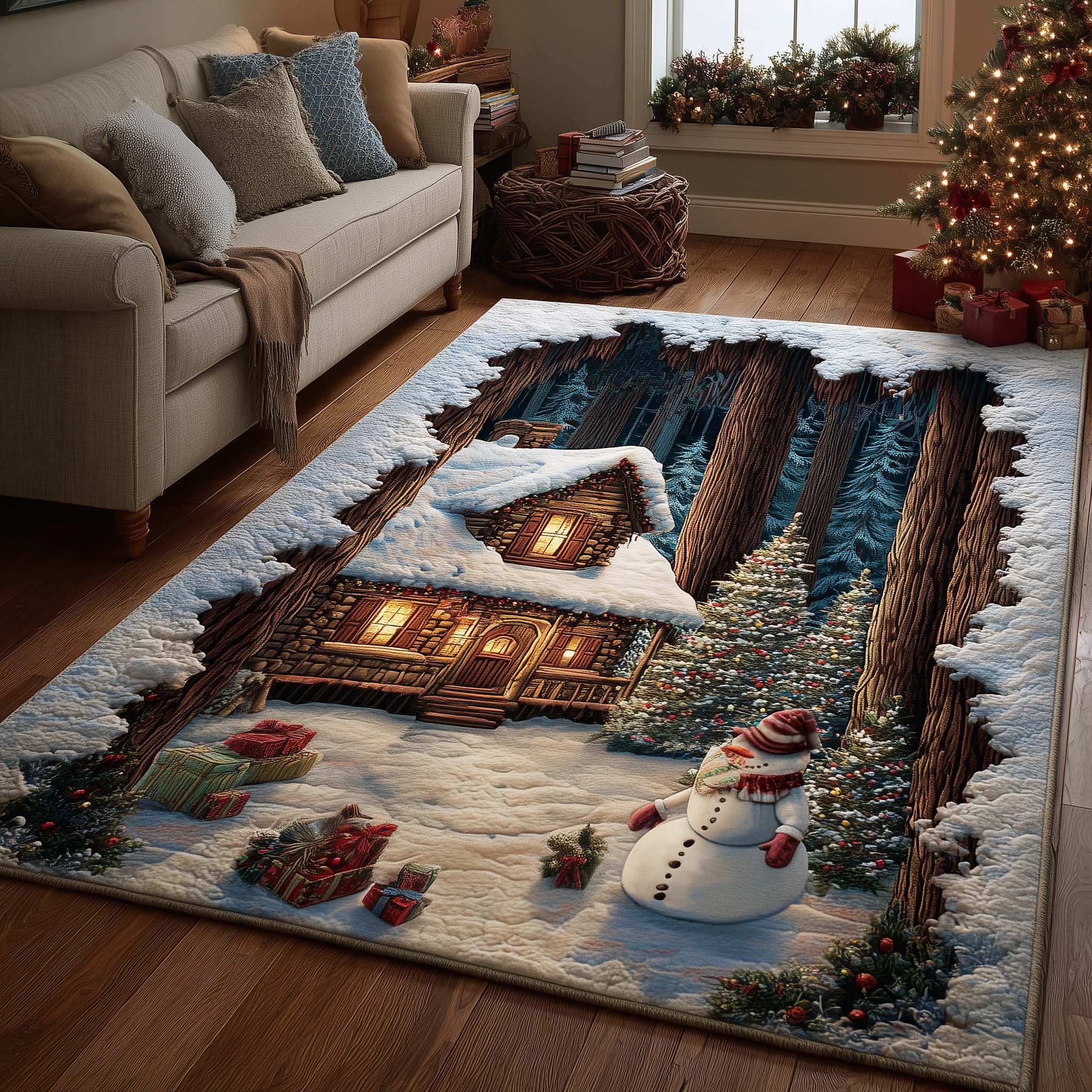 Winter Lodge area rug in a living room