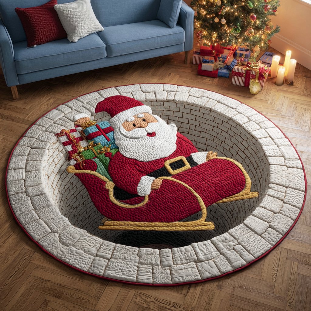Winter Magic Round Mat Rug - washable non-slip printed rug