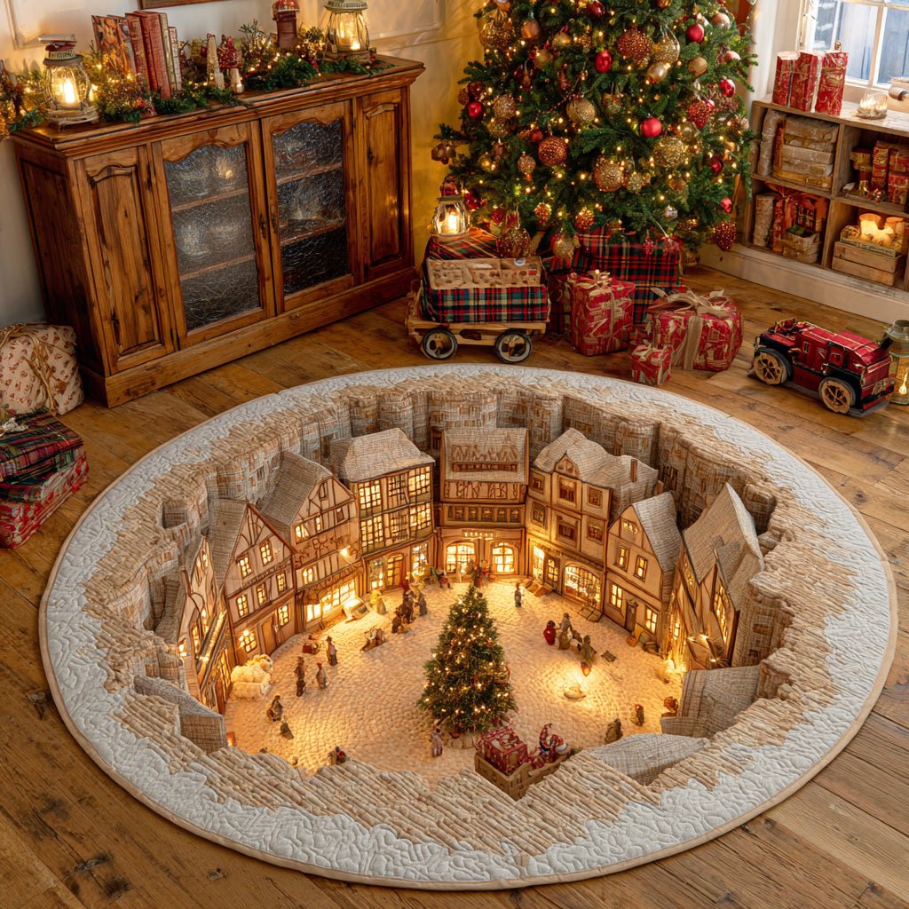 Winter Moon Shine Round Mat Rug - washable non-slip printed rug