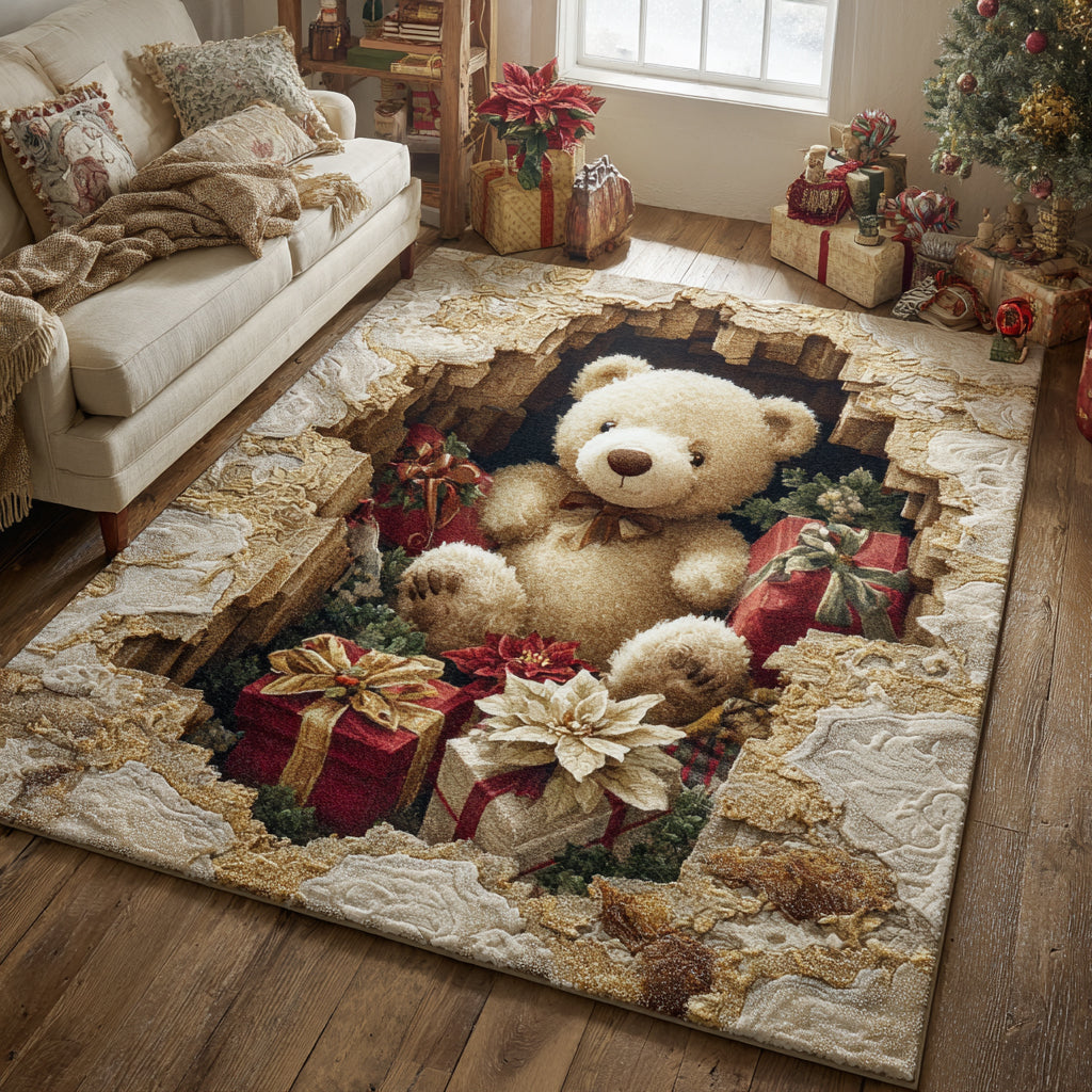 Winter Nest area rug in a living room