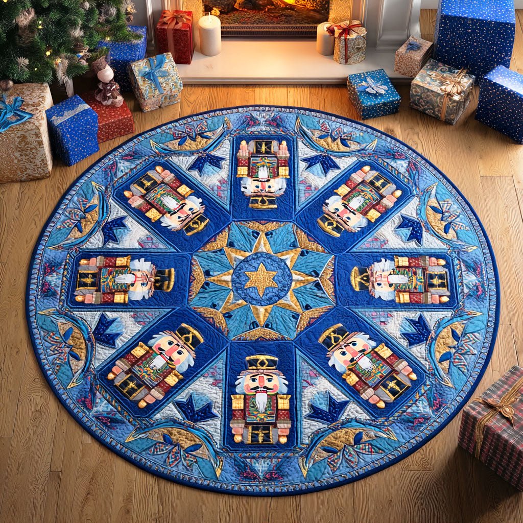 Winter Nutcracker Round Mat Rug - washable non-slip printed rug