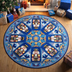 Winter Nutcracker Round Mat Rug - washable non-slip printed rug