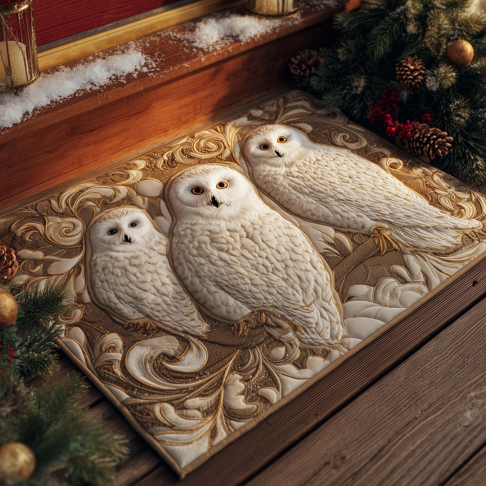 Winter Owl Doormat - Cute Animal Design | Printed Welcome Doormat