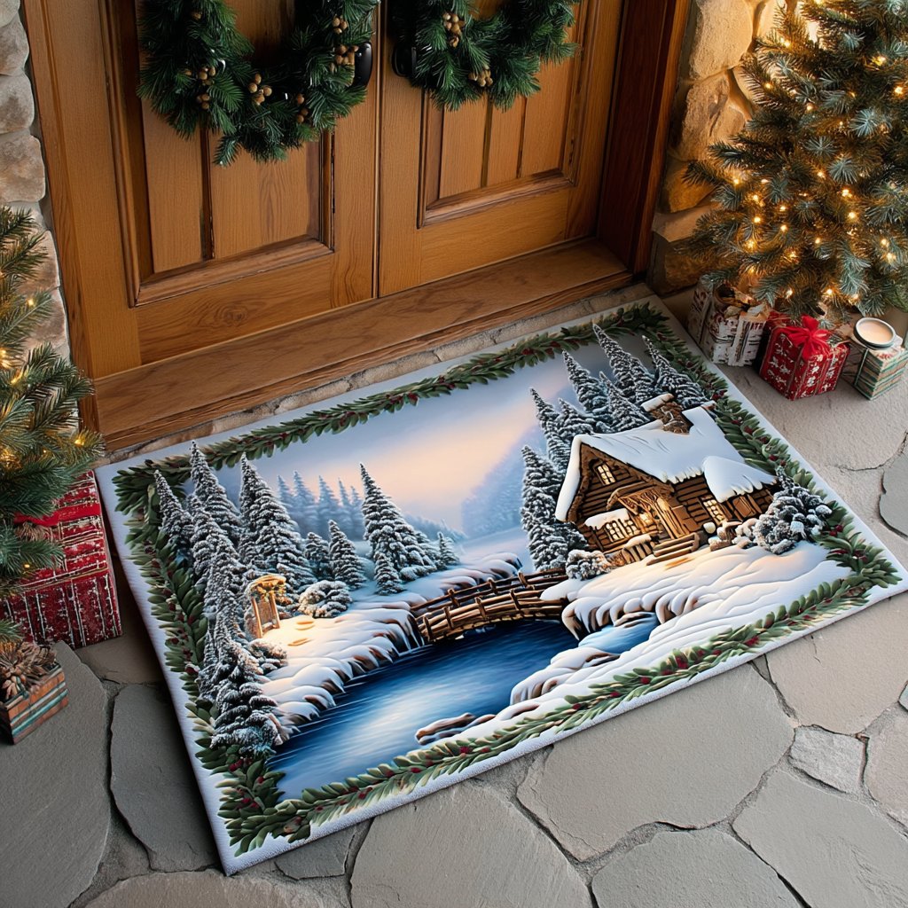 Winter Pine Woodland Doormat - Nature Design | Printed Welcome Doormat