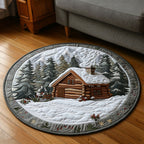 Winter Pines Round Mat Rug - washable non-slip printed rug