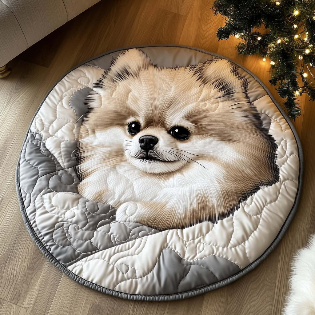 Winter Pomeranian Round Mat Round Mat Rug - Nature Design | Serene Home Decor