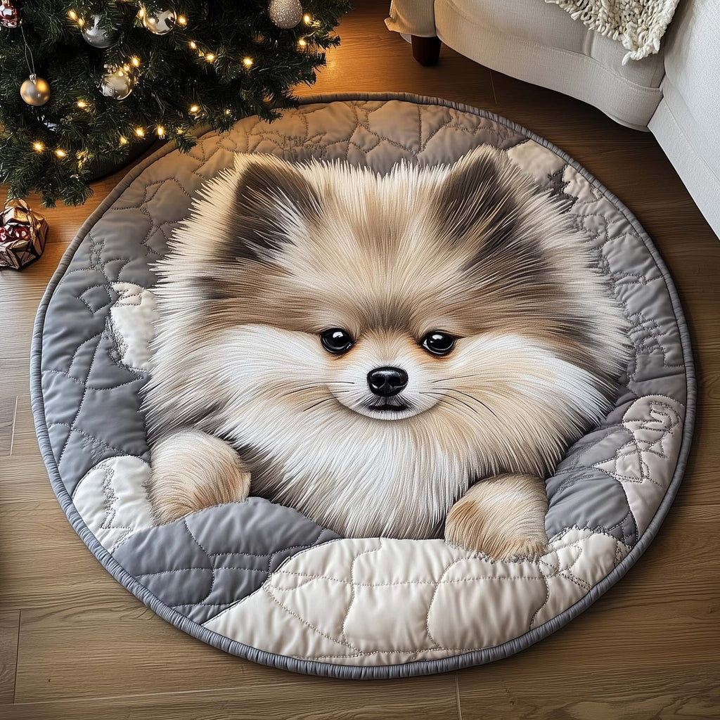 Winter Pomeranian Round Mat Round Mat Rug - Nature Design | Serene Home Decor