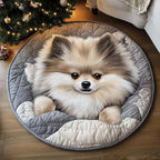Winter Pomeranian Round Mat Round Mat Rug - Nature Design | Serene Home Decor
