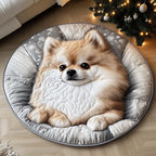 Winter Pomeranian Round Mat Round Mat Rug - Nature Design | Serene Home Decor
