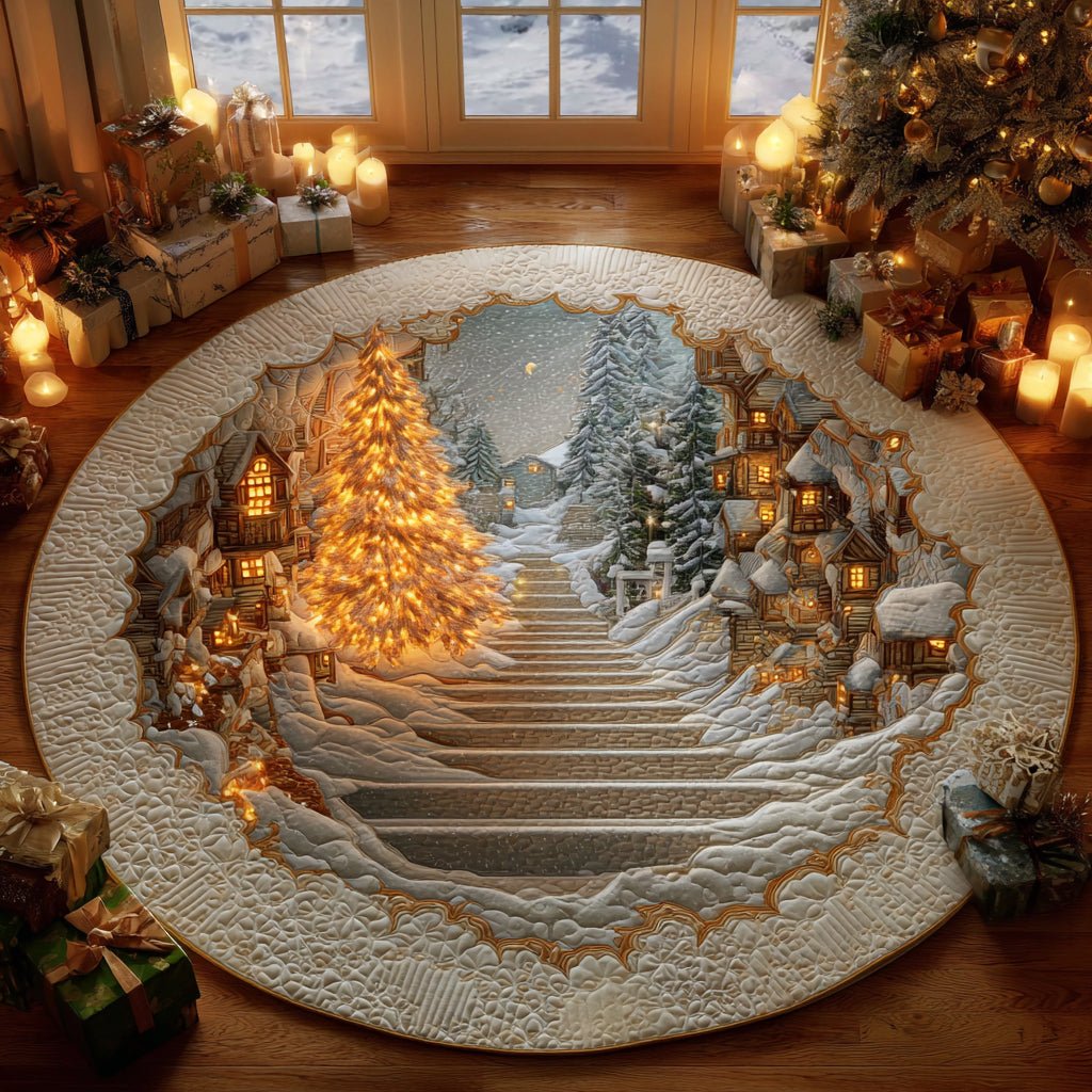 Winter Portal Round Mat Rug - washable non-slip printed rug