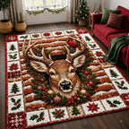 Winter Reindeer area rug in a living room