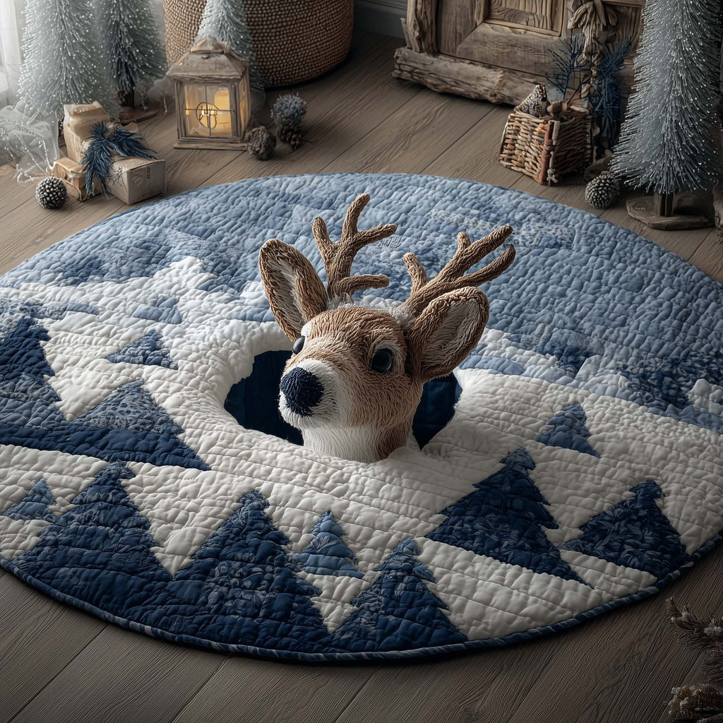 Winter Reindeer Round Mat Rug - Nature Design | Serene Home Decor