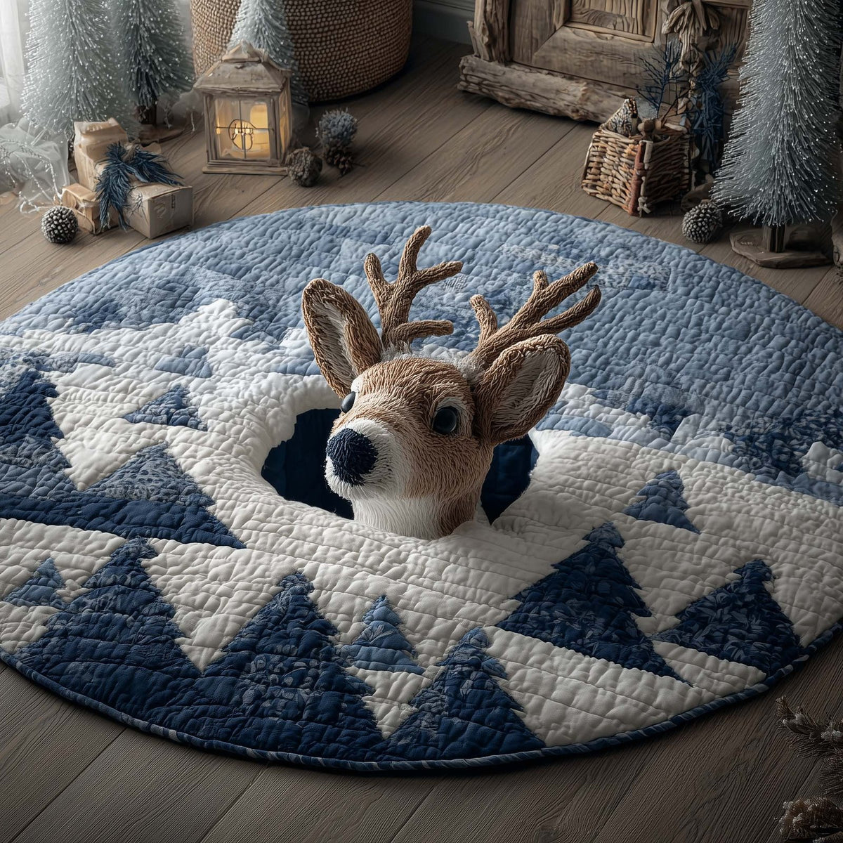 Winter Reindeer Round Mat Rug - Nature Design | Serene Home Decor