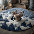 Winter Reindeer Round Mat Rug - Nature Design | Serene Home Decor