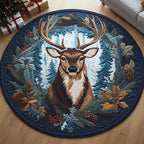 Winter Reindeer Round Mat Rug - Nature Design | Serene Home Decor