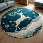 Winter Reindeer Round Mat Rug - Nature Design | Serene Home Decor