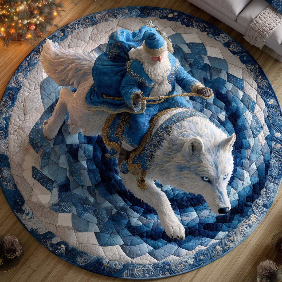 Winter Ride Round Mat Rug - washable non-slip printed rug