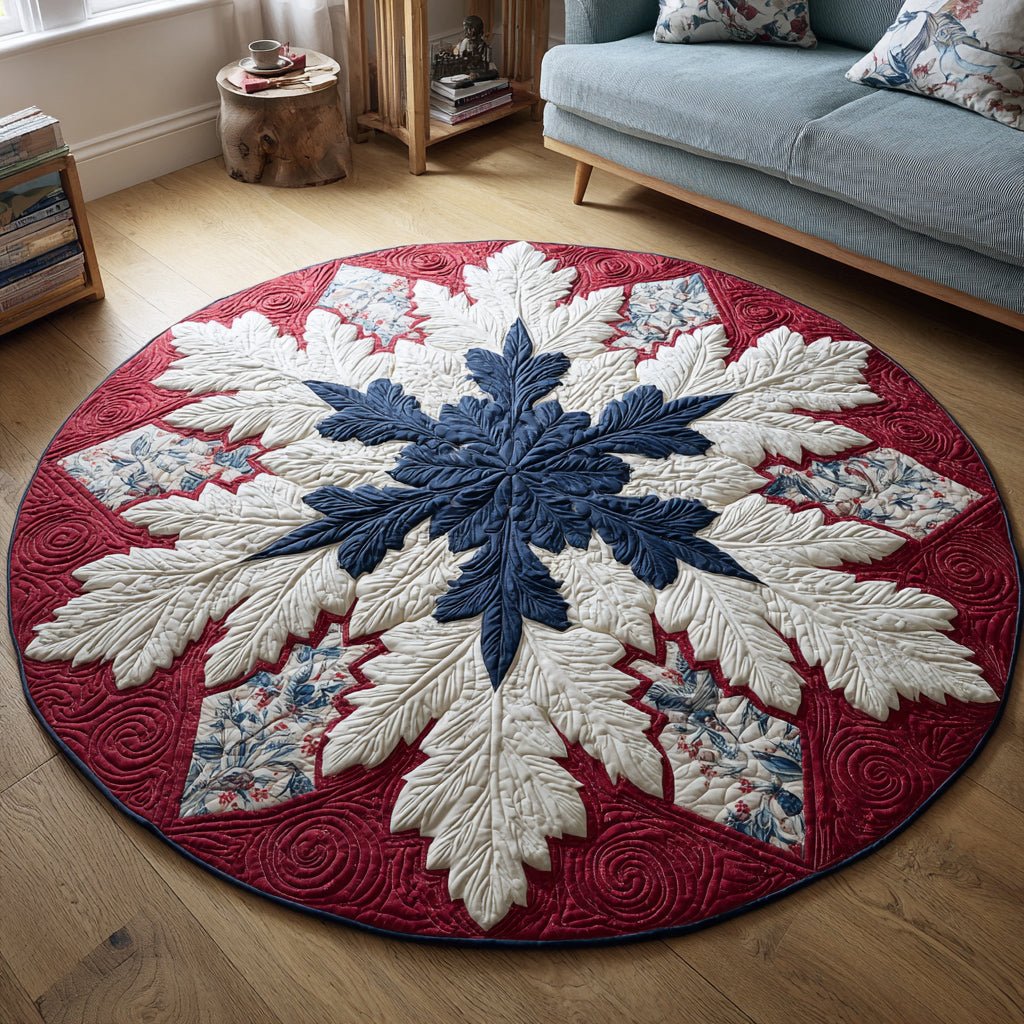 Winter Snowflake Tapestry Round Mat Rug - washable non-slip printed rug